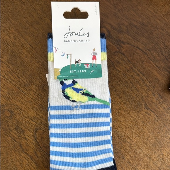 Joules Bamboo Bird Socks - Blue and Yellow - Picture 1 of 3